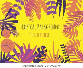 Tropical Plants Bright Colorful Background. Graphic design floral backgrounds and design elements vector art