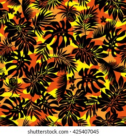 Tropical plants and camouflage pattern
