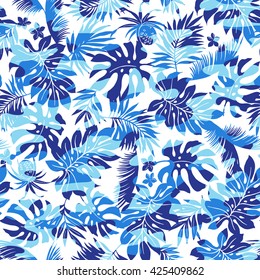 Tropical plants and camouflage pattern