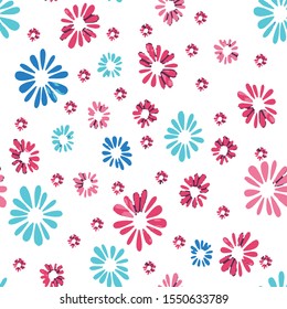 Tropical plants and flowers seamless pattern, background Colorful textile fabric print.Isolated vector illustration