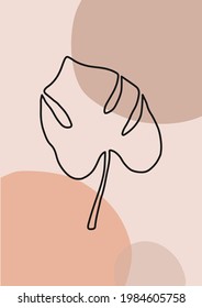 Tropical plants Foliage line art drawing exotic leaves shapes art design for print, cover, wallpaper, Minimal and natural wall art. Monstera trendy collage vector illustration.