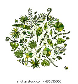 Tropical plants frame, sketch for your design