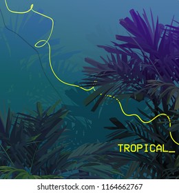 Tropical plants and freeform line background design