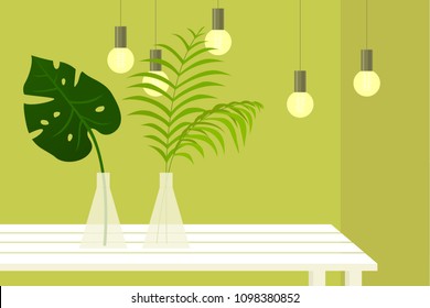 Tropical plants on the table.