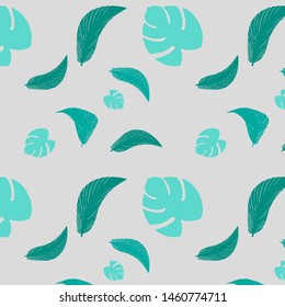Tropical plants pattern. Palm trees,bamboo. Vector graphics