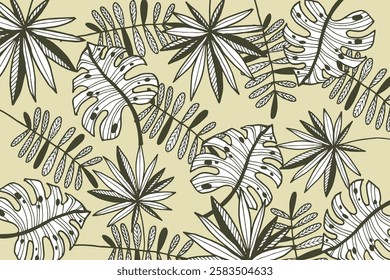 tropical plants pattern. tropical plants vector.