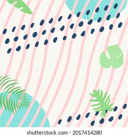 Tropical plants pattern vector background.