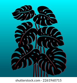 tropical PLANTS philodendron leaf vector art