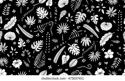 Tropical plants, seamless pattern
