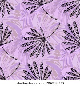 Tropical Plants. Seamless Pattern with Australian Jungle. Vintage Colorful Texture for Fabric, Textile, Linen. Vector Tropical Pattern.