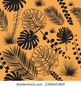tropical plants seamless pattern. vector graphics.