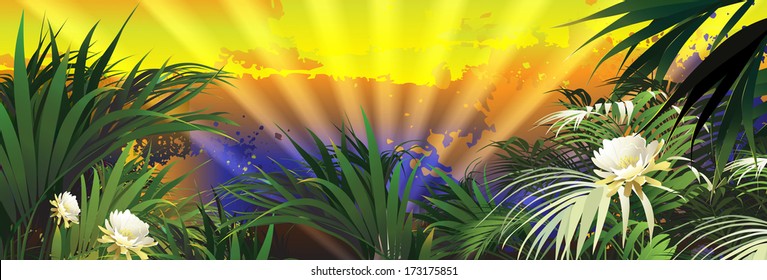 tropical plants( vector drawing of nature)