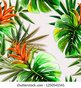 Tropical plants. Vector illustration.