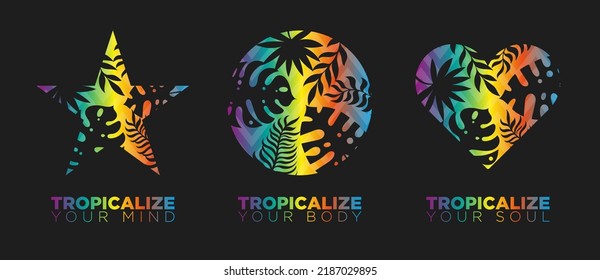 Tropical poster design with logos and grandients