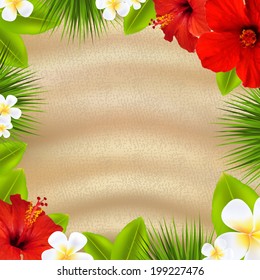 Tropisches Poster mit Blumen, mit Farbverlauf-Mesh, Vektorgrafik