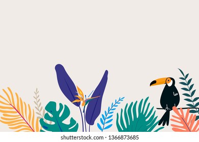 Vector de fondo beige de plantilla de afiche tropical