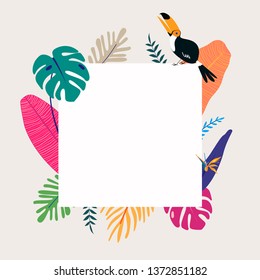 Vector de fondo beige de plantilla de afiche tropical