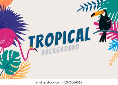 Vector de fondo beige de plantilla de afiche tropical