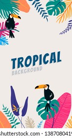 Vector de fondo beige de plantilla de afiche tropical