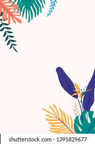 Vector de fondo beige de plantilla de afiche tropical