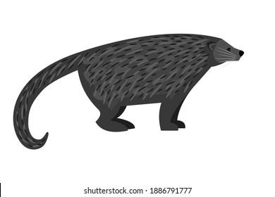 Tropical predator. Cartoon binturong, wild nature character, vector illustration asian pet of wildlife isolated on white background svg