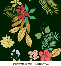 Tropical print. Botanical seamless pattern.