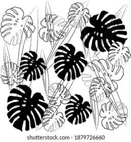 tropical print with ficus leaves