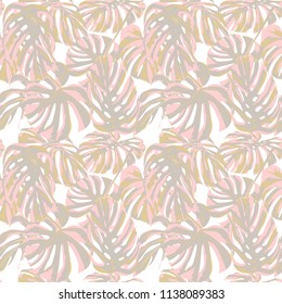 Tropical Print. Jungle Seamless Pattern. Vector Tropic Summer Motif with Hawaiian Flowers. Background Texture, Wrapping Paper, Textile, Fabric or Wallpaper. 
