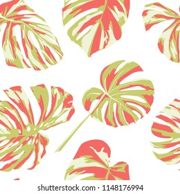 Tropical Print. Jungle Seamless Pattern. Vector Tropic Summer Motif with Hawaiian Flowers. Interior Design
Swimwear Design. 
 
