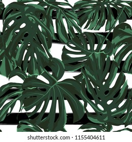 Tropical Print. Jungle Seamless Pattern. Vector Tropic Summer Motif with Hawaiian Flowers. Swimwear Design. Summer Hawaiian Pattern. 
Aloha Fabric Repeated Print. 
 
