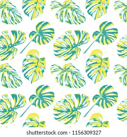 Tropical Print. Jungle Seamless Pattern. Vector Illustration of Tropical Leaves and Flowers. Interior Design
Swimwear Design. 
 
