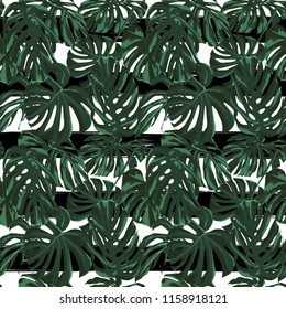 Tropical Print. Jungle Seamless Pattern. Vector Illustration of Tropical Leaves and Flowers. Interior Design
Swimwear Design. 
 
