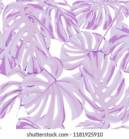 Tropical Print. Jungle Seamless Pattern. Vector Illustration of Tropical Leaves and Flowers. Swimwear Design. Summer Hawaiian Pattern. 
Aloha Fabric Repeated Print. 
 

