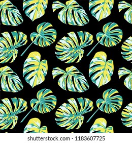 Tropical Print. Jungle Seamless Pattern. Vector Tropic Summer Motif with Hawaiian Flowers. Interior Design
Swimwear Design. 
 
