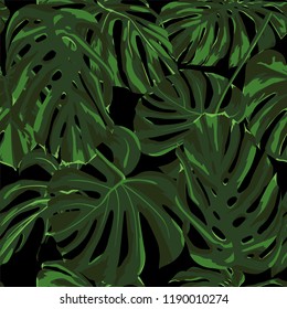 Tropical Print. Jungle Seamless Pattern. Vector Tropic Summer Motif with Hawaiian Flowers. Swimwear Design. Summer Hawaiian Pattern. 
Aloha Fabric Repeated Print. 
 
