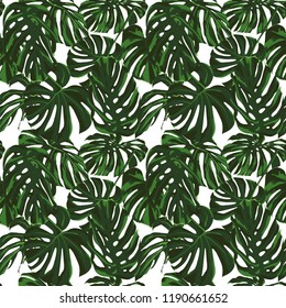 Tropical Print. Jungle Seamless Pattern. Vector Tropic Summer Motif with Hawaiian Flowers. Swimwear Design. Summer Hawaiian Pattern. 
Aloha Fabric Repeated Print. 
 
