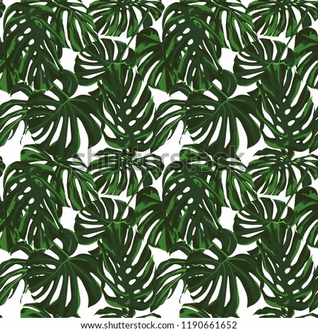 Tropical Print. Jungle Seamless Pattern. Vector Tropic Summer Motif with Hawaiian Flowers. Swimwear Design. Summer Hawaiian Pattern. 
Aloha Fabric Repeated Print. 
 
