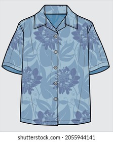 TROPICAL PRINT RESORT VECTOR SHIRT