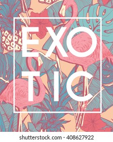 Tropical print with slogan r in vector
