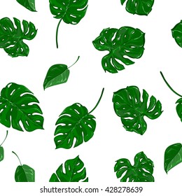 tropical print trend fashion textile design. tropical leaves seamless, tropical theme vector
