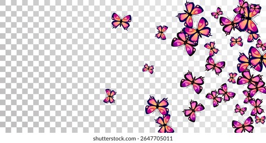 Tropical purple butterflies cartoon vector wallpaper. Spring colorful insects. Fancy butterflies cartoon kids illustration. Gentle wings moths graphic design. Tropical creatures.