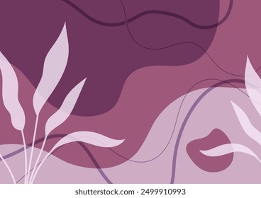 Tropical purple line natural art leaf background. vector illustration.