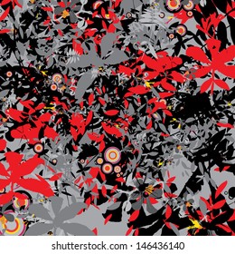 Tropical Rain Forest - Black Red (handmade- not traced!)