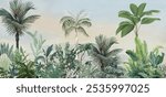 Tropical Rainforest Wallpaper, Southeast Asia Huge Trees and Plants Wall Mural, Living Room or Bedroom Wallpaper Wall Murals