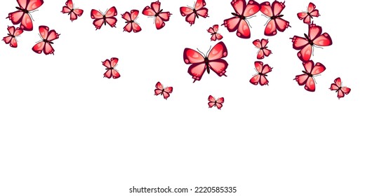 Tropical red butterflies cartoon vector illustration. Summer beautiful insects. Decorative butterflies cartoon children wallpaper. Sensitive wings moths graphic design. Tropical creatures.
