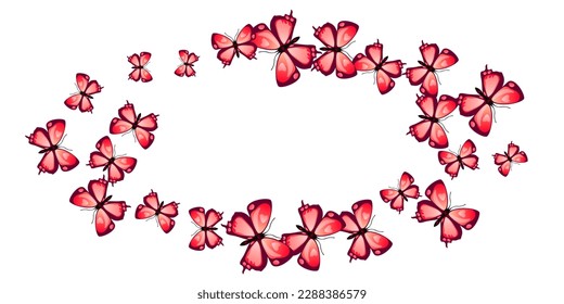 Tropical red butterflies cartoon vector background. Summer colorful insects. Simple butterflies cartoon kids wallpaper. Gentle wings moths patten. Nature creatures.