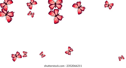 Tropical red butterflies cartoon vector wallpaper. Summer pretty insects. Fancy butterflies cartoon fantasy illustration. Tender wings moths patten. Fragile creatures.