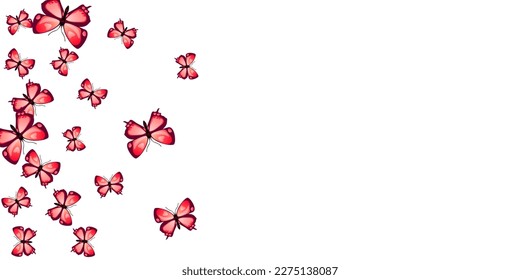 Tropical red butterflies isolated vector wallpaper. Spring colorful insects. Simple butterflies isolated children illustration. Tender wings moths graphic design. Nature creatures.