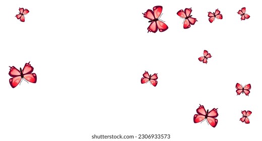 Tropical red butterflies isolated vector wallpaper. Spring ornate insects. Simple butterflies isolated kids background. Sensitive wings moths graphic design. Nature beings.