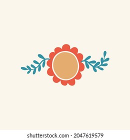 Tropical Red Flowers Symbol. Social Media Post. Floral Vector Illustration.